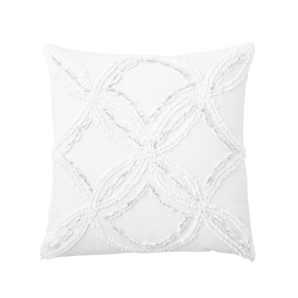 Metallic Chenille Cushion by Peri Home in White